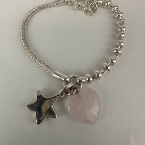 Silver and Pink Charm Bracelet